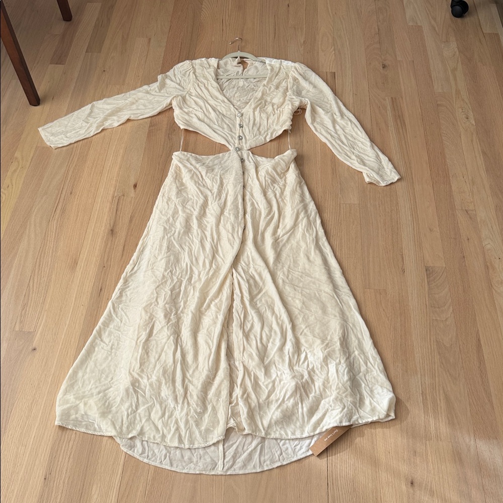 Reformation Brisa Velvet Dress Fior Di Latte - Size 12